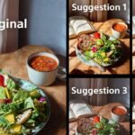 A grid of four poorly processed images generated by Sony's AI Camera Assistant, compared to an original photograph, highlighting visual flaws.