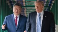 Former President Donald Trump and Chinese President Xi Jinping during a summit discussing US-China-Taiwan relations.