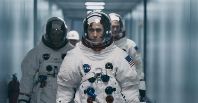 Director Damien Chazelle on the set of First Man, a movie available in the 4K Blu-ray sale, photo by Daniel McFadden / Universal Studios.