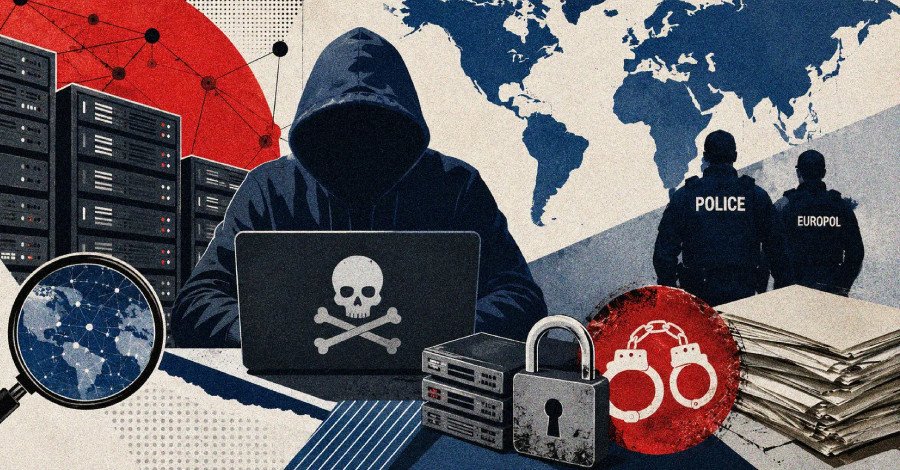 Digital illustration showing a global network being disrupted, with malware symbols breaking apart and data being secured.