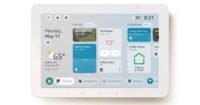 Amazon Echo Hub smart display showcasing its new customizable interface with various smart home controls and sections.