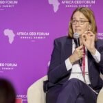 Dorothea von Boxberg, directrice générale de Brussels Airlines, lors d'une interview sur la stratégie africaine de la compagnie.