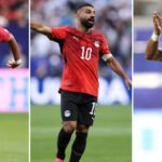 صورة تجمع شعارات منتخبات المغرب ومصر والجزائر في سياق كأس العالم 2026