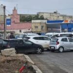 صورة عامة للازدحام المروري في عين حرودة مع أعمال البناء الجارية