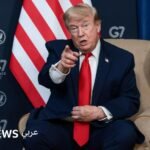 الرئيس الأمريكي دونالد ترامب يتحدث في مؤتمر صحفي حول الاتفاق مع إيران