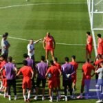 صورة للاعبي المنتخب المغربي خلال حصة تدريبية في الولايات المتحدة الأمريكية
