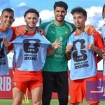 لاعبي المنتخب المغربي خلال حصة تدريبية أخيرة قبل مواجهة هايتي في كأس العالم 2026، بحضور فوزي لقجع.