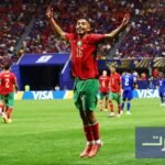 اللاعب المغربي الشاب جسيم ياسين يحتفل بتسجيل هدف في كأس العالم 2026