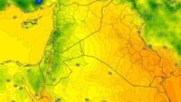 خريطة جوية توضح الأجواء الصيفية المعتدلة في الأردن يوم الأحد 14 يونيو 2026