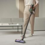 Dyson V16 Piston Animal, V10 Konical, and V8 Cyclone cordless vacuums displayed