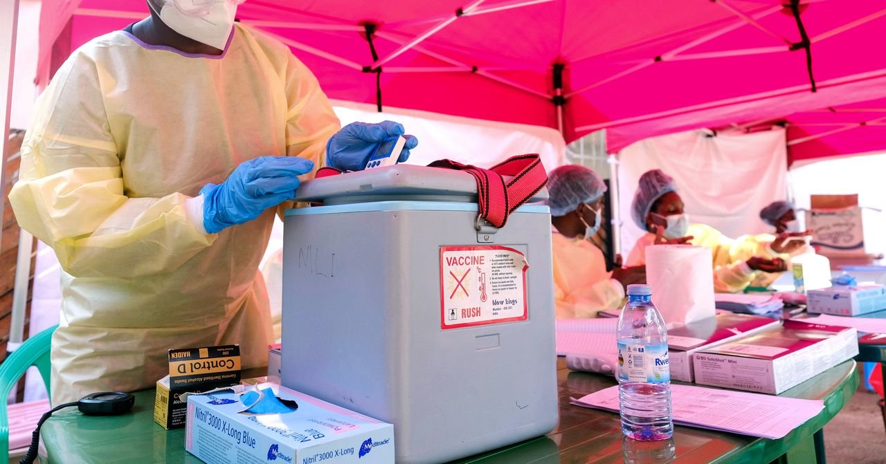 Vials of rVSV Bundibugyo Ebola vaccine in a laboratory setting