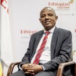 Mesfin Tasew, PDG d'Ethiopian Airlines, au siège de la compagnie à Addis-Abeba, le 13 juillet 2023.