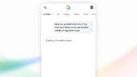 A smartphone displaying Google AI Mode with information agent alerts