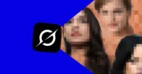 Illustration of a digital deepfake image being generated by AI, with a blurred background suggesting a social media platform.
