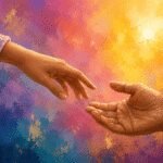 A hand gently holding another hand, symbolizing comfort and release during a difficult farewell.