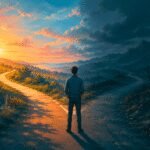 A person reflecting on a life-changing experience by the ocean, symbolizing survival and new perspective.