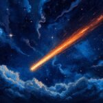 The Celestial Spectacle and the Human Heart: Navigating Life's Profound Dualities 6 A family looking up at a meteor streaking across a dark, starry sky, symbolizing wonder and reflection on life's dualities.