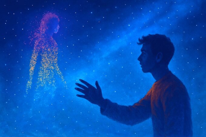 A person looking thoughtfully into the distance, perhaps reflecting on past memories, with a blurred background suggesting the passage of time or the haziness of recollection.