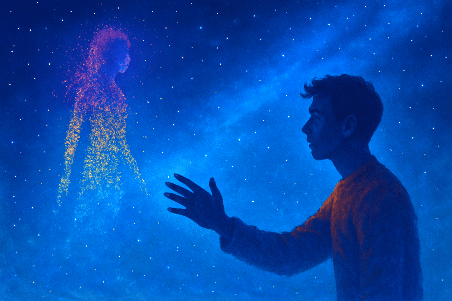 A person looking thoughtfully into the distance, perhaps reflecting on past memories, with a blurred background suggesting the passage of time or the haziness of recollection.