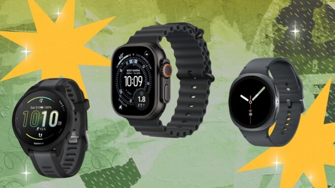 Prime Day Preview: Unlocking Unbeatable Early Deals on Top Fitness Wearables 9 A diverse collection of fitness wearables including Oura Rings, Fitbits, Garmin smartwatches, Samsung Galaxy Watches, and Apple Watches, displayed with sale tags.