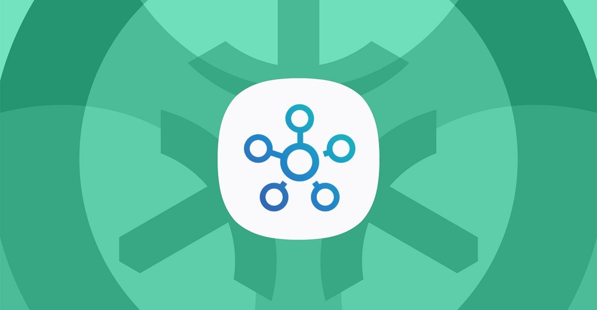 A digital representation of the Samsung SmartThings logo or interface, symbolizing smart home connectivity.