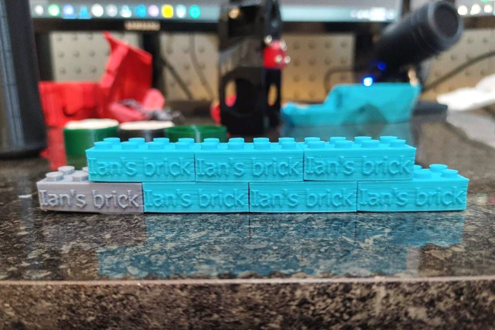 3D model of a custom LEGO brick designed in SketchUp, ready for 3D printing.