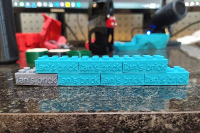 3D model of a custom LEGO brick designed in SketchUp, ready for 3D printing.