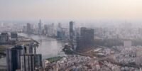 A dynamic map of Southeast Asia highlighting economic growth, with a focus on Vietnam's rising influence in the business sector.