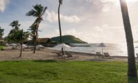 Panoramic view of Park Hyatt St. Kitts Christophe Harbour with Nevis in the background