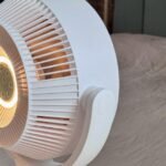 SwitchBot Standing Circulator Fan transforming from desktop to standing mode, highlighting its portability and smart features