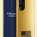 The Trump T1 Phone, a gold-colored smartphone, with an American flag subtly in the background.