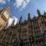 Houses of Parliament in London, representing UK legislative oversight on financial policy.