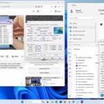 Un PC de 2003 exécutant Windows 11, avec une carte mère ASRock et une carte graphique AGP visible.