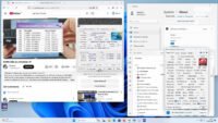 Un PC de 2003 exécutant Windows 11, avec une carte mère ASRock et une carte graphique AGP visible.
