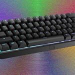 The sleek Wooting 60HE v2 keyboard, featuring its compact 60% layout and optional split spacebar, ready for action.