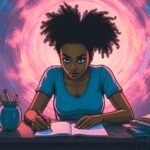 The Achievement Trap: When Academic Excellence Becomes a Burden 6 A child looking stressed while studying at a desk, surrounded by books, symbolizing academic pressure and the burden of expectations.