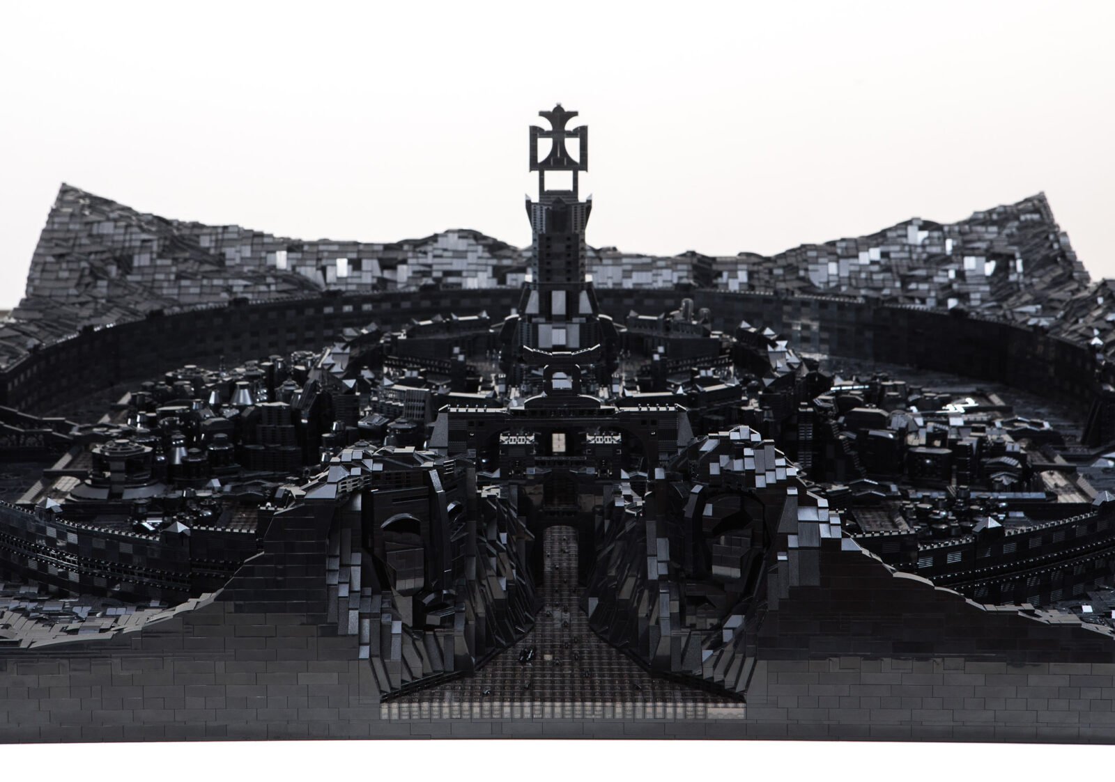 Afrofuturistic LEGO sculpture 'Kumbisaleh 3020 CE' by Ekow Nimako, depicting a futuristic city.