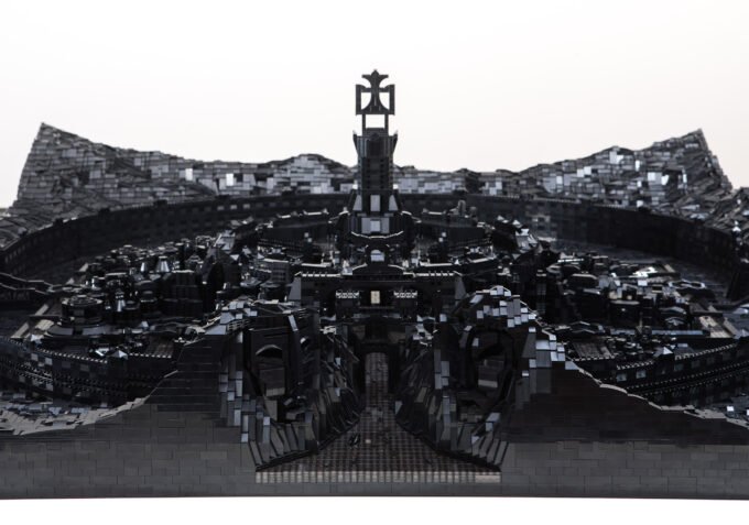 Afrofuturistic LEGO sculpture 'Kumbisaleh 3020 CE' by Ekow Nimako, depicting a futuristic city.