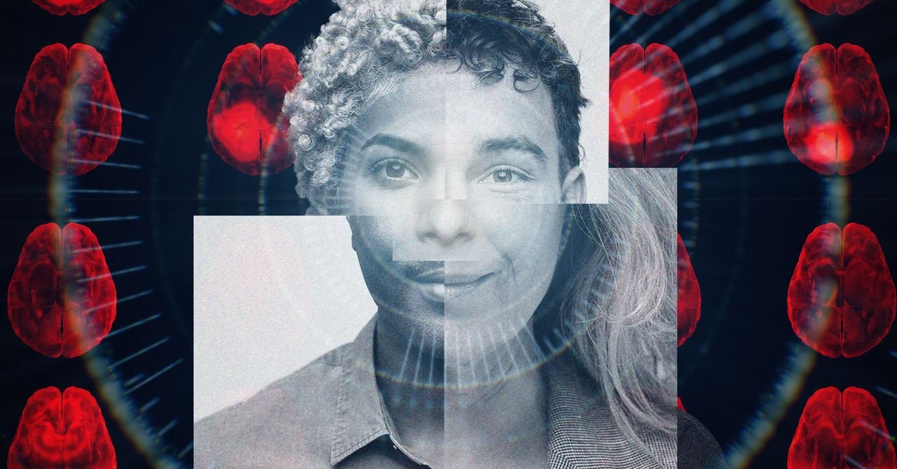 Gidi Littwin, co-inventor of Apple FaceID, with a brain scan or AI interface