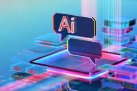 AI chatbot interacting with a potential customer on a website, symbolizing lead generation.