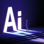 An executive figure overseeing a complex digital dashboard with AI-driven insights, symbolizing strategic leadership in an AI-augmented business environment.