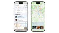 Apple Maps interface showing a location, with a subtle ad icon, symbolizing the new advertising policy