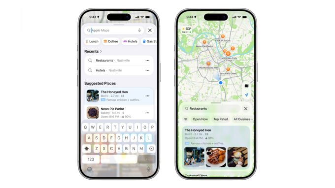 Apple Maps Takes a Different Route: Banning Home Service Ads for a Curated Experience 9 Apple Maps interface showing a location, with a subtle ad icon, symbolizing the new advertising policy