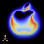 Apple logo with smart glasses overlay, symbolizing the company's venture into wearable technology and its privacy considerations.
