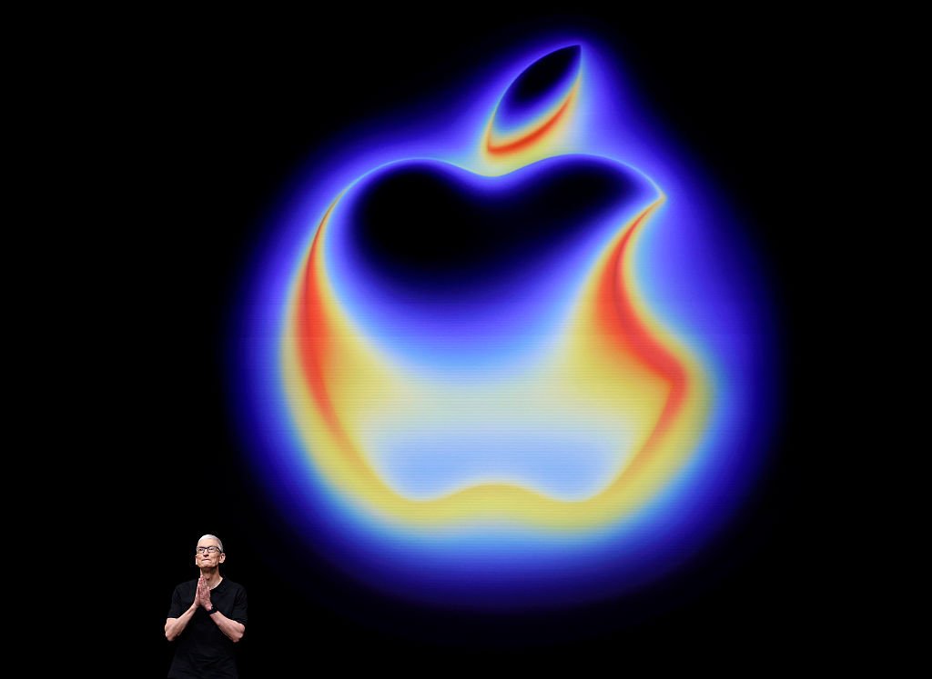 Apple logo with smart glasses overlay, symbolizing the company's venture into wearable technology and its privacy considerations.