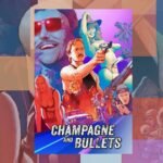 Artwork for the movie Champagne and Bullets, featuring a man with a gun and a woman, suggesting action and romance.