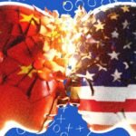 Illustration of AI models, possibly with Chinese and American flags or tech symbols, representing the global AI competition.