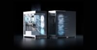 Corsair Frame 4500X RS PC case showcasing its panoramic glass design and internal components with ARGB lighting.