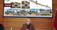 صورة لقنطرة القطبين المقترحة في جرسيف أو مخطط هندسي للمشروع يربط القطبين الحضريين.